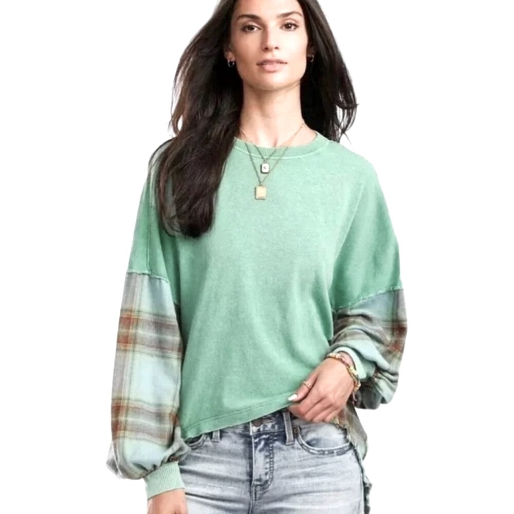 Free People Miley mountain green oversized top Large L NEW NWT